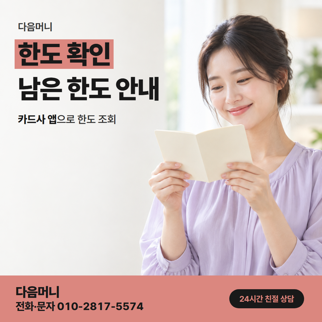 다음머니 위례카드깡 남겨 둘 한도를 먼저 정하는 고객
